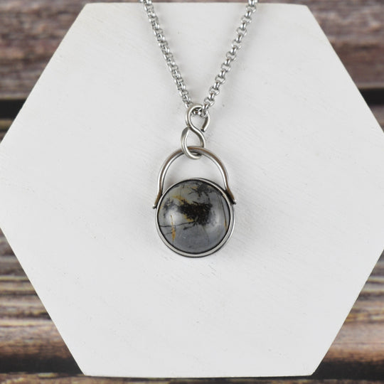 Porcelain Jasper Necklace in Sterling Silver with Custom Chain