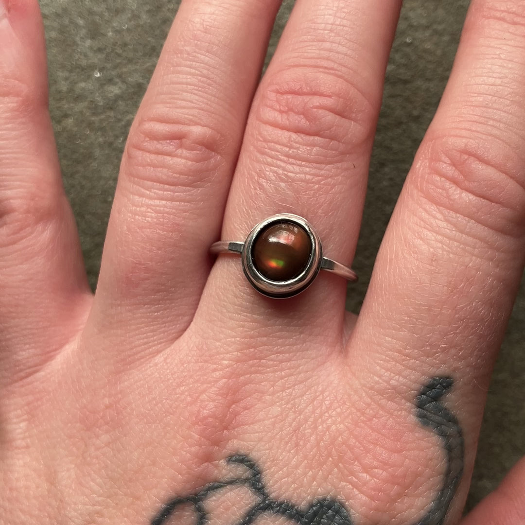 Fire Agate Ring in Sterling Silver | Adjustable 5 - 12