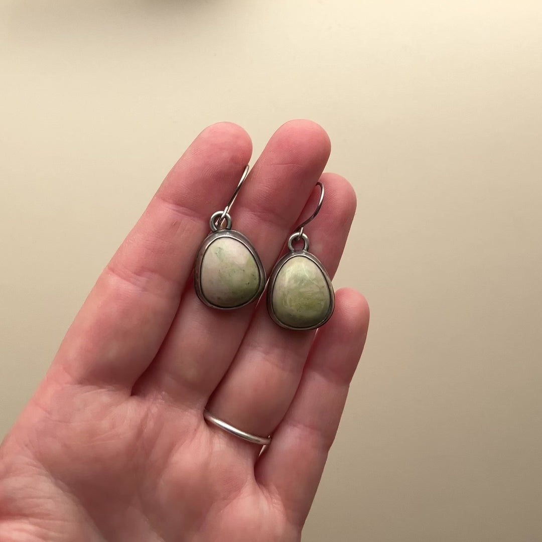 Unakite Sterling Silver Earrings with Titanium Hooks