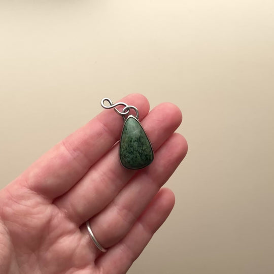 Jade Sterling Silver Necklace with Custom Chain