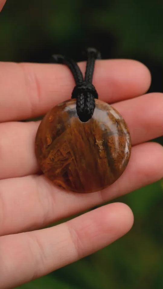 Rare Sagenite Agate Pendant Necklace | Adjustable Cord