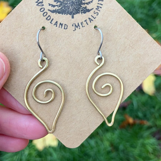 Swirly brass earrings