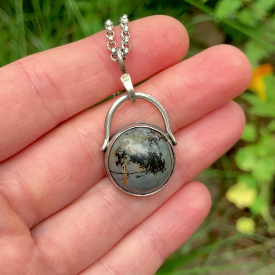 Porcelain Jasper Necklace in Sterling Silver with Custom Chain