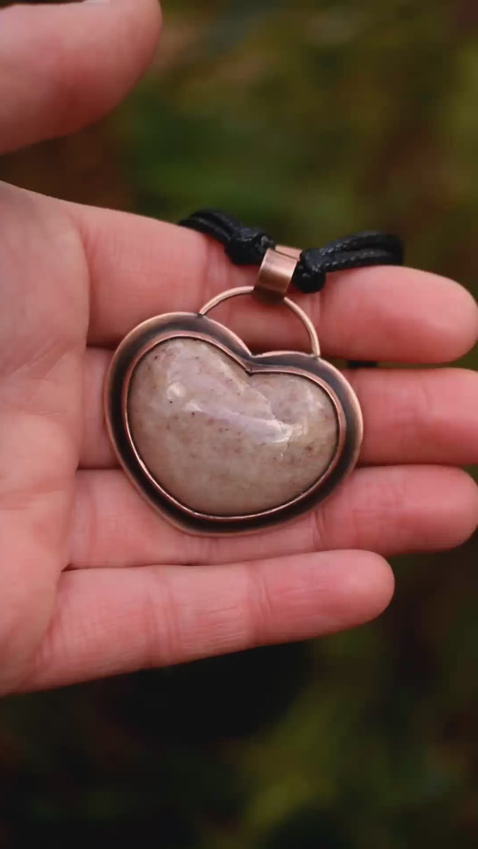 pink jasper heart pendant necklace