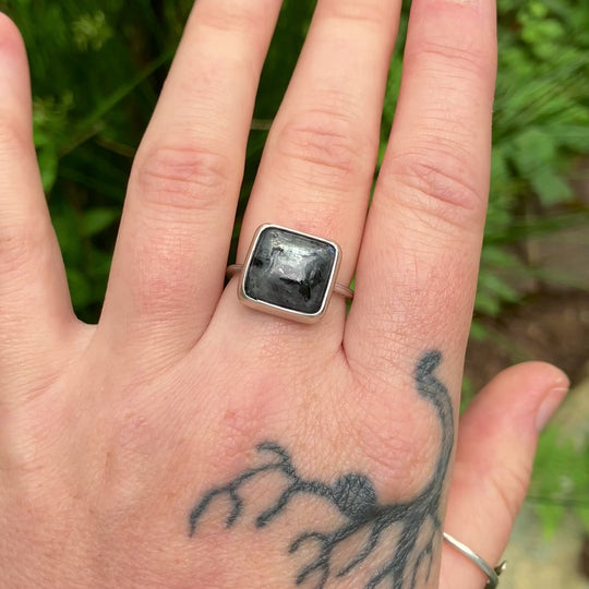 Larvikite Ring in Sterling Silver - Adjustable