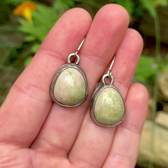 Unakite Earrings in Sterling Silver - Hypoallergenic