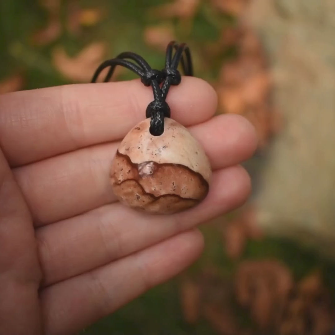 Picture Jasper Pendant Necklace | Adjustable Cord