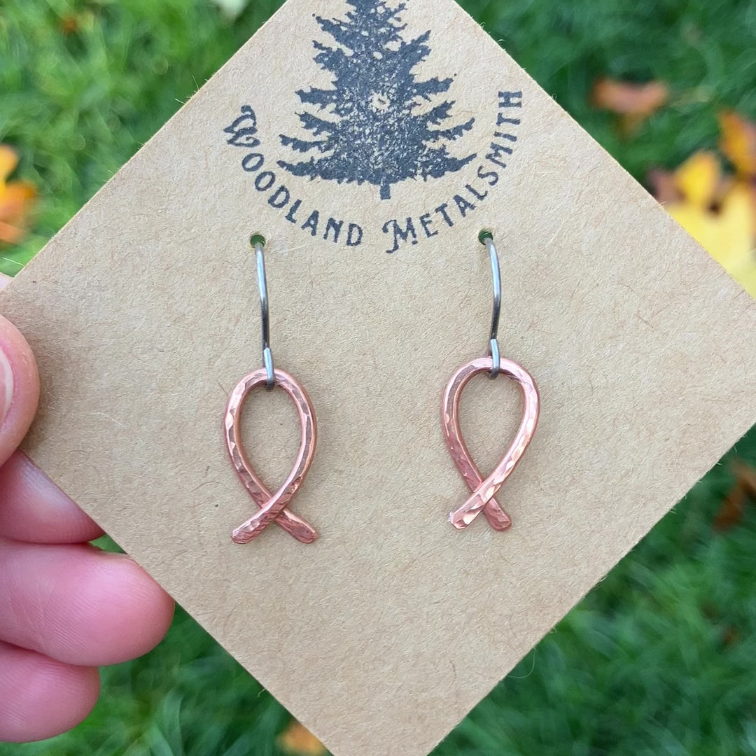 Copper breast cancer awareness earrings