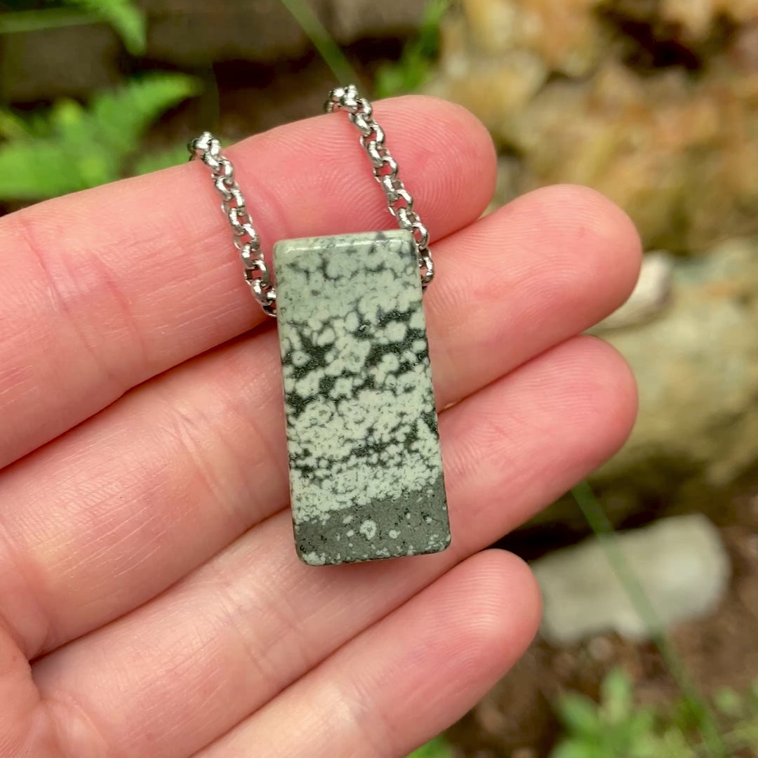Handmade Variolite Pendant with Custom Chain