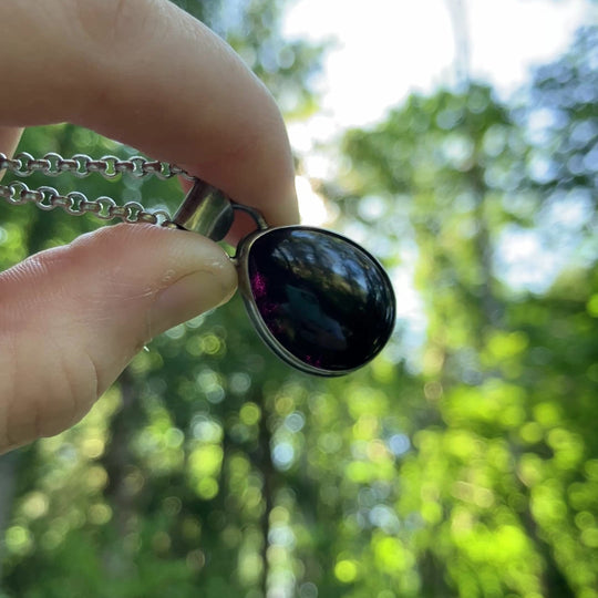 (Held for Sally) Garnet Pendant in Sterling Silver with Custom Chain