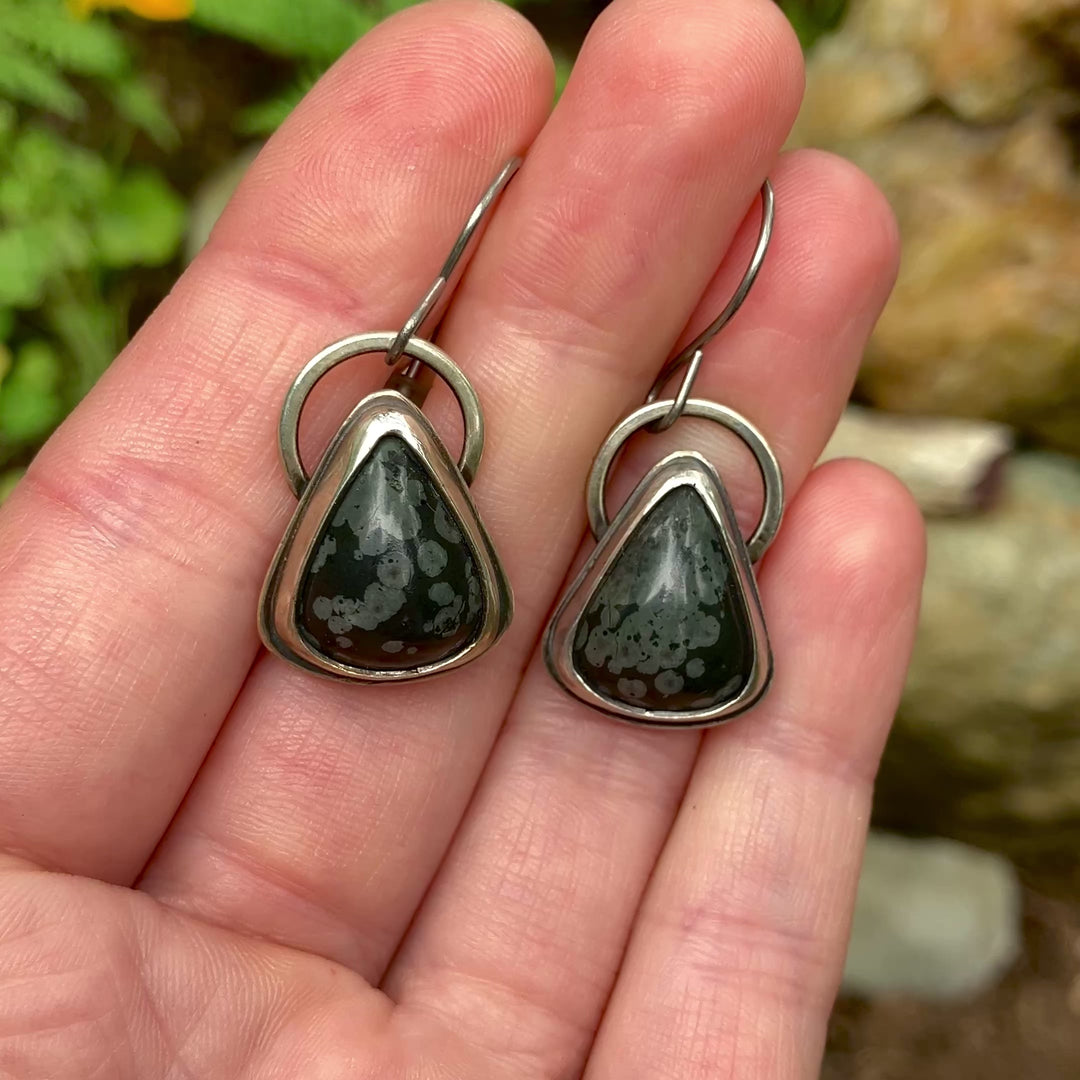 Black Jasper Earrings in Sterling Silver - Hypoallergenic