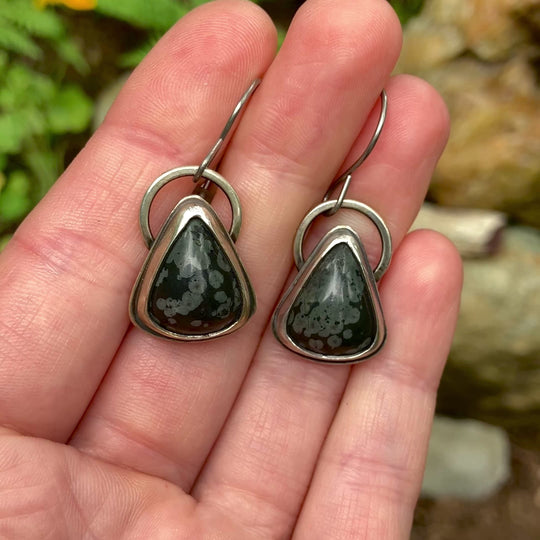 Black Jasper Earrings in Sterling Silver - Hypoallergenic