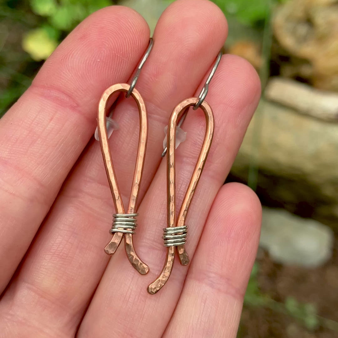 Hammered Mixed Metal Earrings - Hypoallergenic and Coated