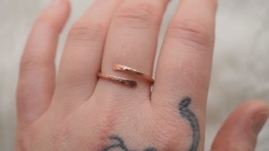 Adjustable hammered copper ring