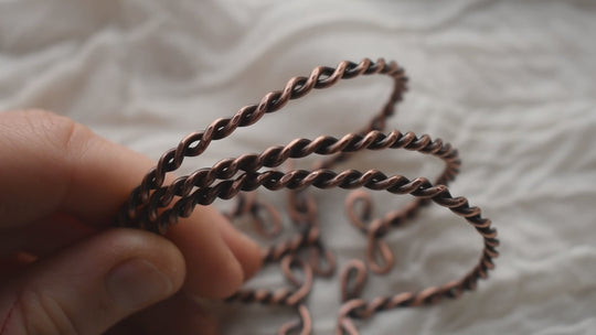 adjustable twisted copper bangle bracelets