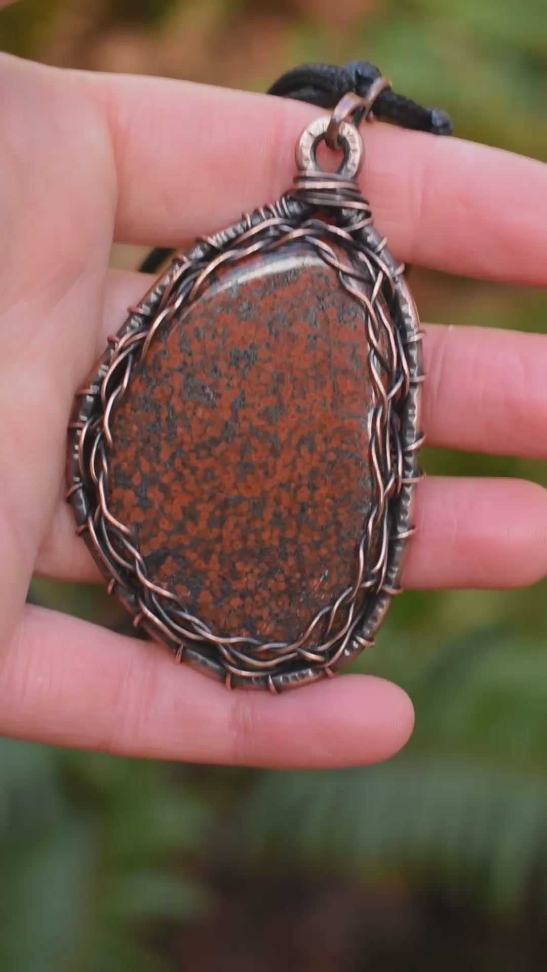 large wire wrapped red jasper pendant necklace
