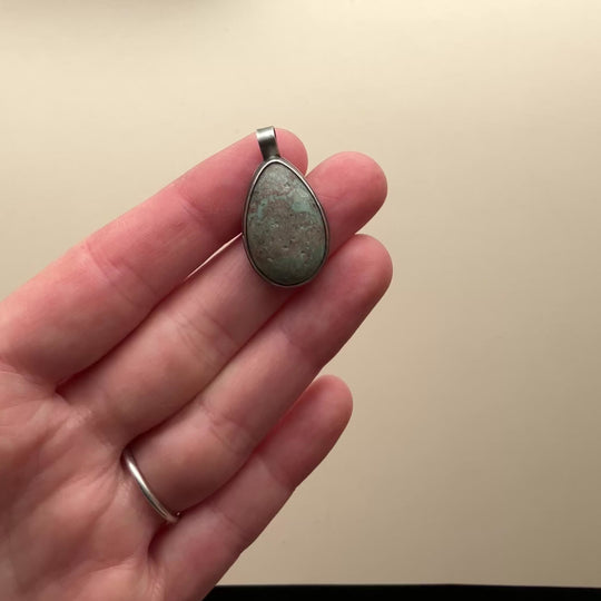 Blue Stone Necklace in Sterling Silver with Custom Chain