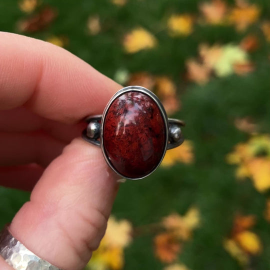 Sterling Silver Red Jasper Ring - US Size 8