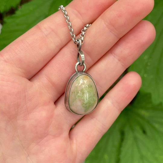 (Held) Washington Unakite Necklace in Sterling Silver with Custom Chain