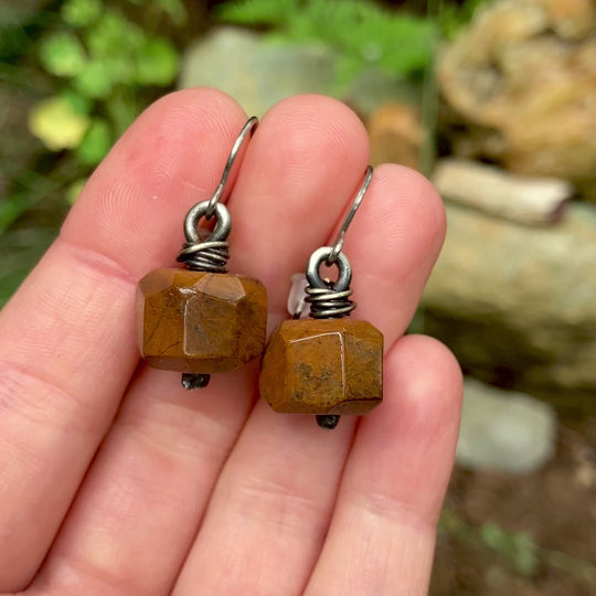 Yellow Jasper Earrings in Sterling Silver - Hypoallergenic