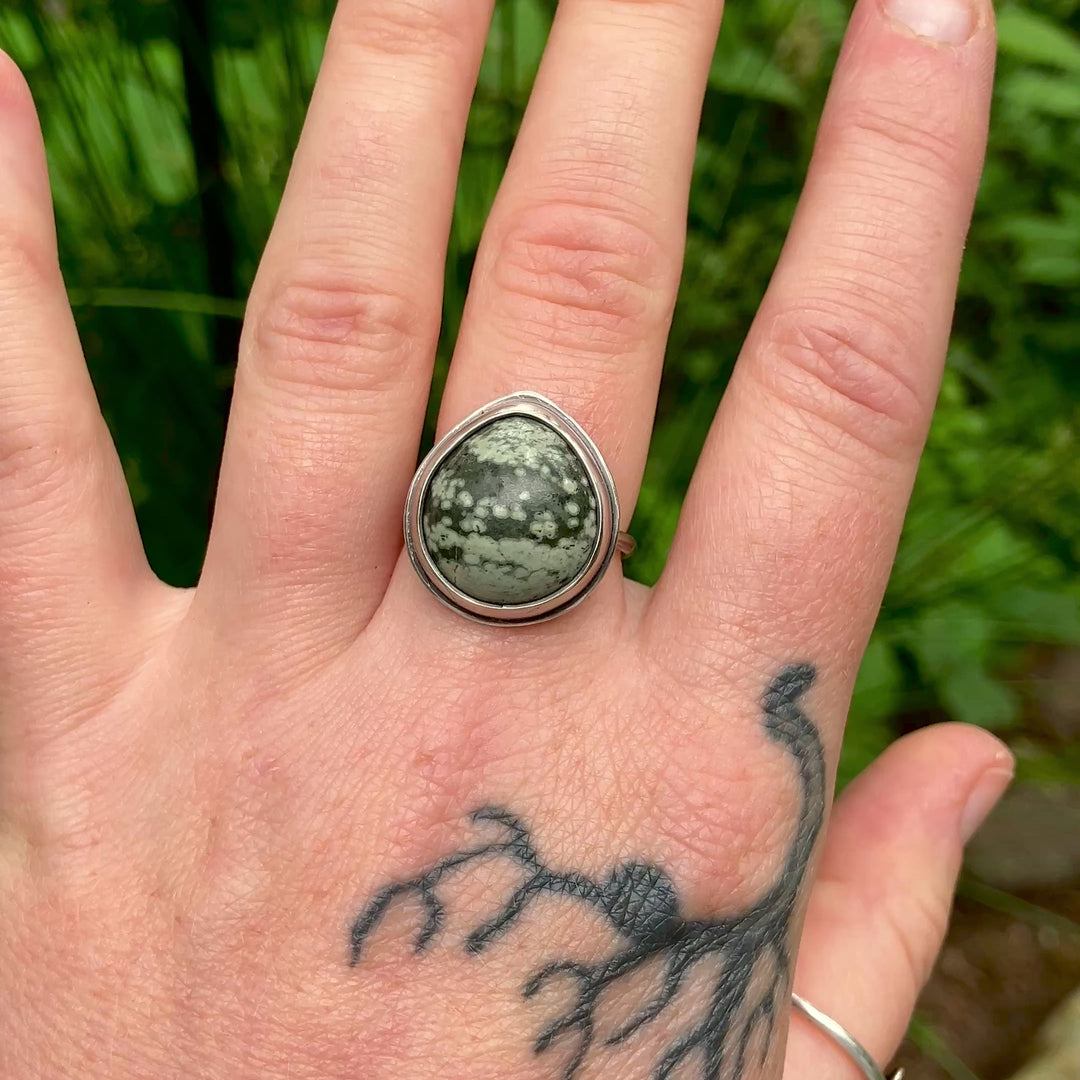 Ocean Jasper Ring in Sterling Silver - Adjustable