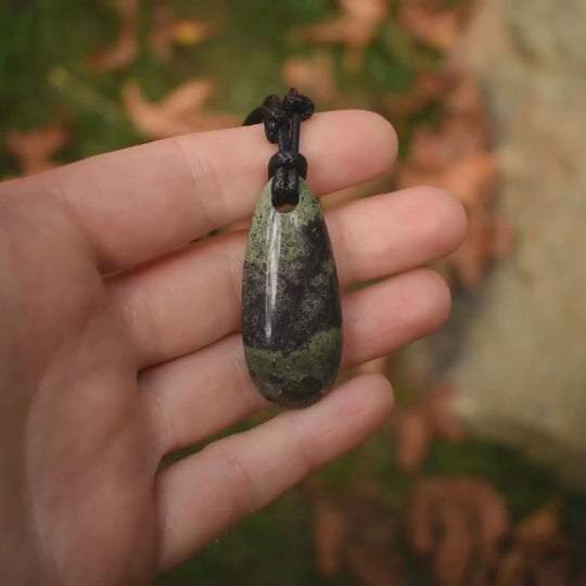 Green and Purple Jasper Pendant Necklace | Adjustable Cord