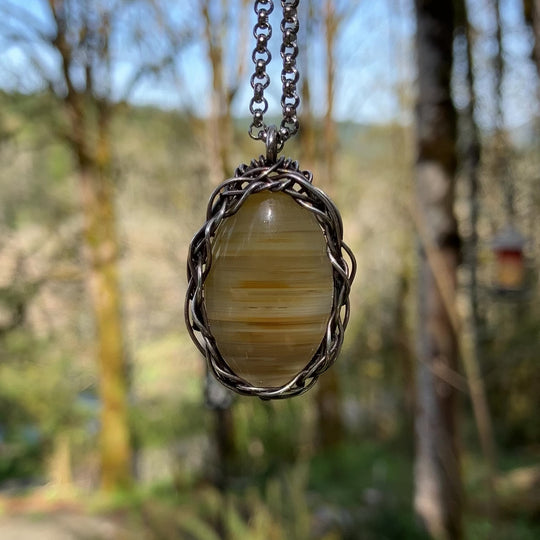 Wire Wrapped Agate Pendant in Sterling Silver (Necklace Sold Separately)