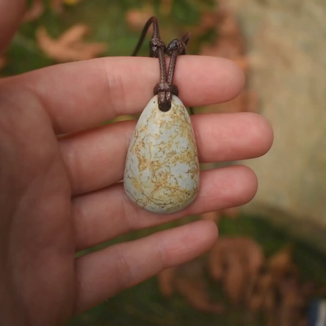 Robins Egg Jasper Pendant Necklace | Adjustable Cord