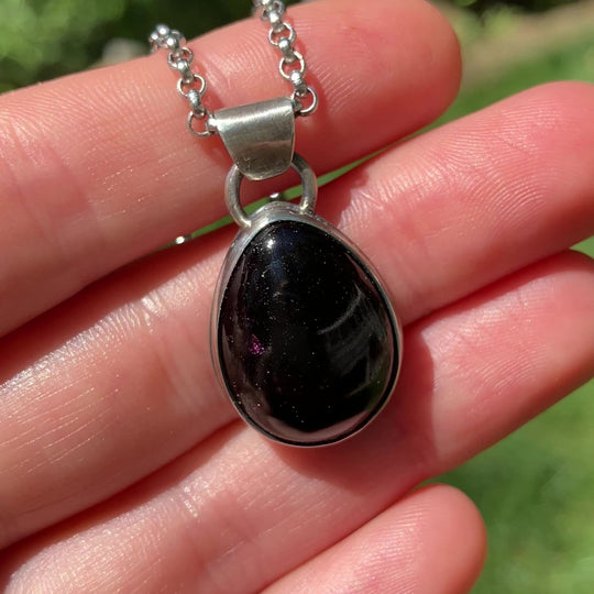 (Held for Sally) Garnet Pendant in Sterling Silver with Custom Chain