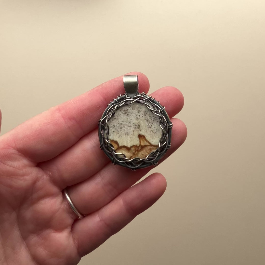 Picture Jasper Sterling Silver Pendant Necklace