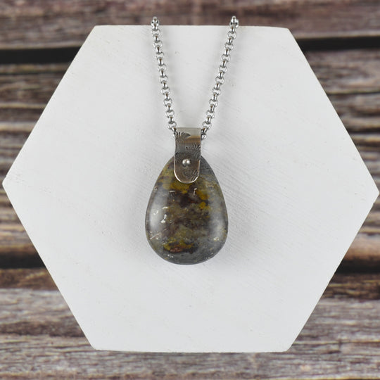 Purple and Yellow Jasper Necklace with Sterling Silver Bail