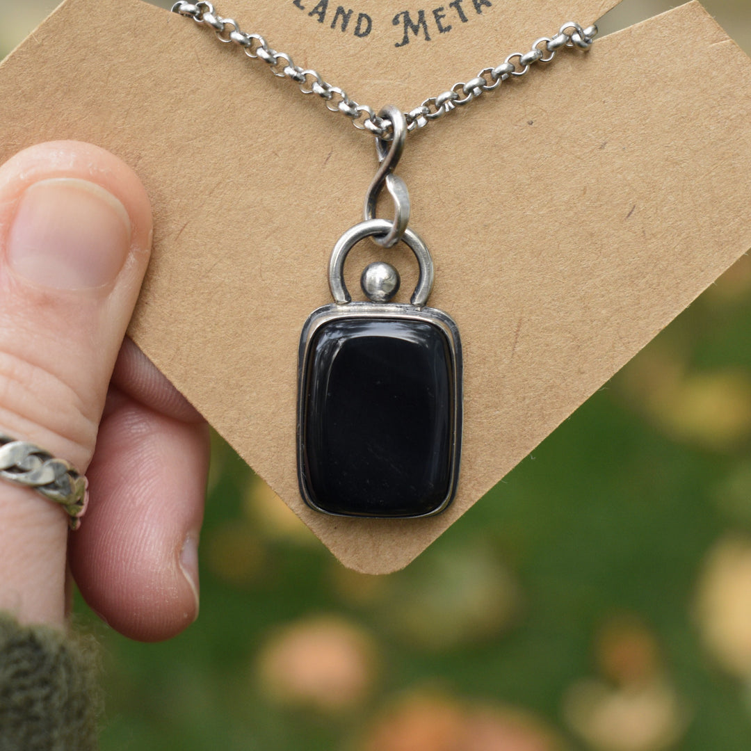 Rainbow Obsidian and Sterling silver pendant necklace