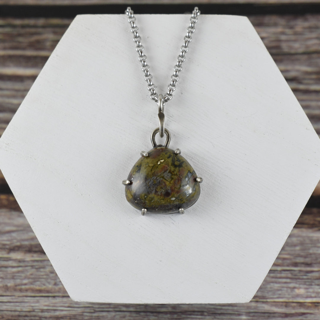 Rainbow Jasper and Sterling silver pendant necklace