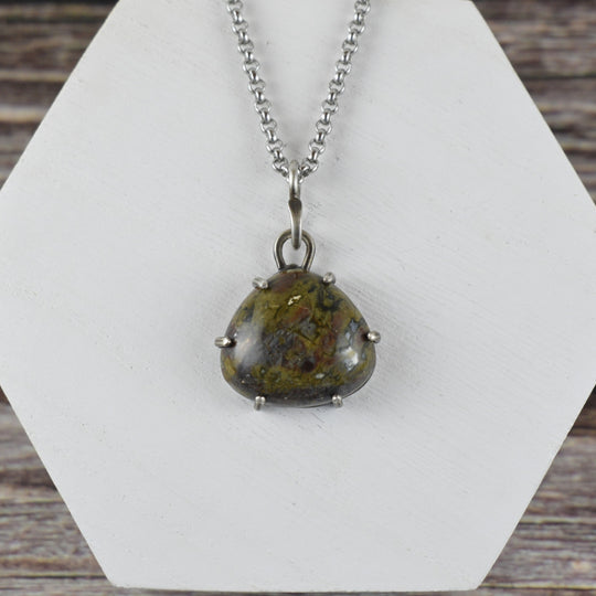 Rainbow Jasper and Sterling silver pendant necklace