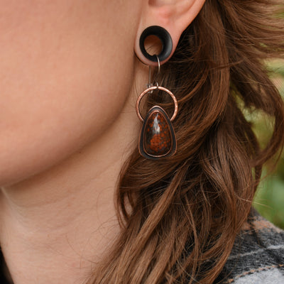 red jasper copper earrings
