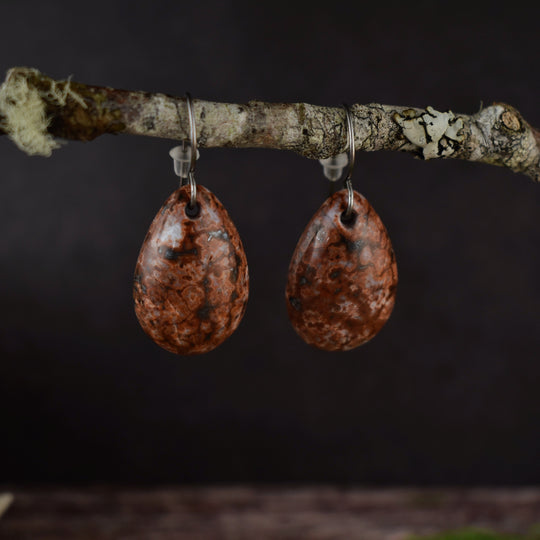 Red and pink Jasper drop earrings with hypoallergenic hooks