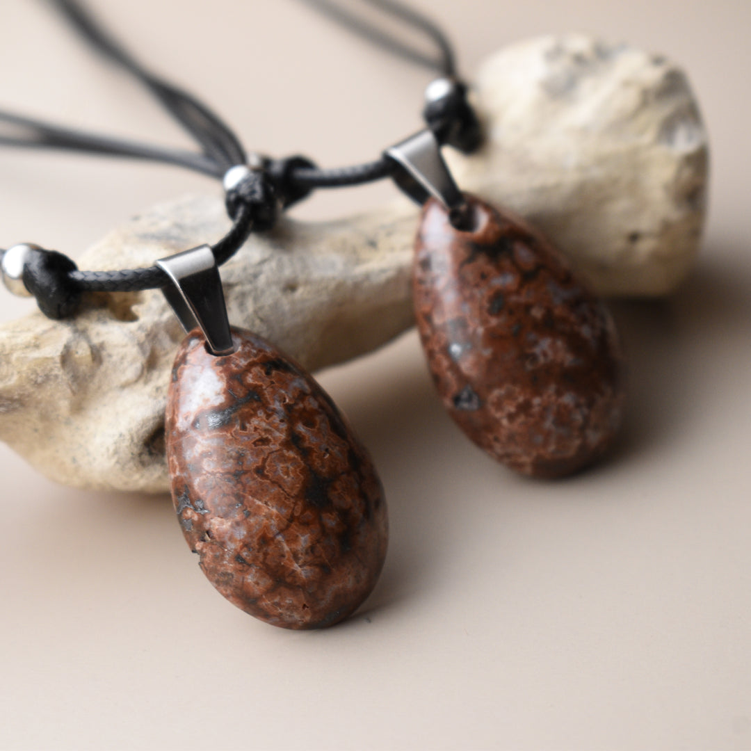 Red and Pink Jasper Necklaces with Adjustable Cord