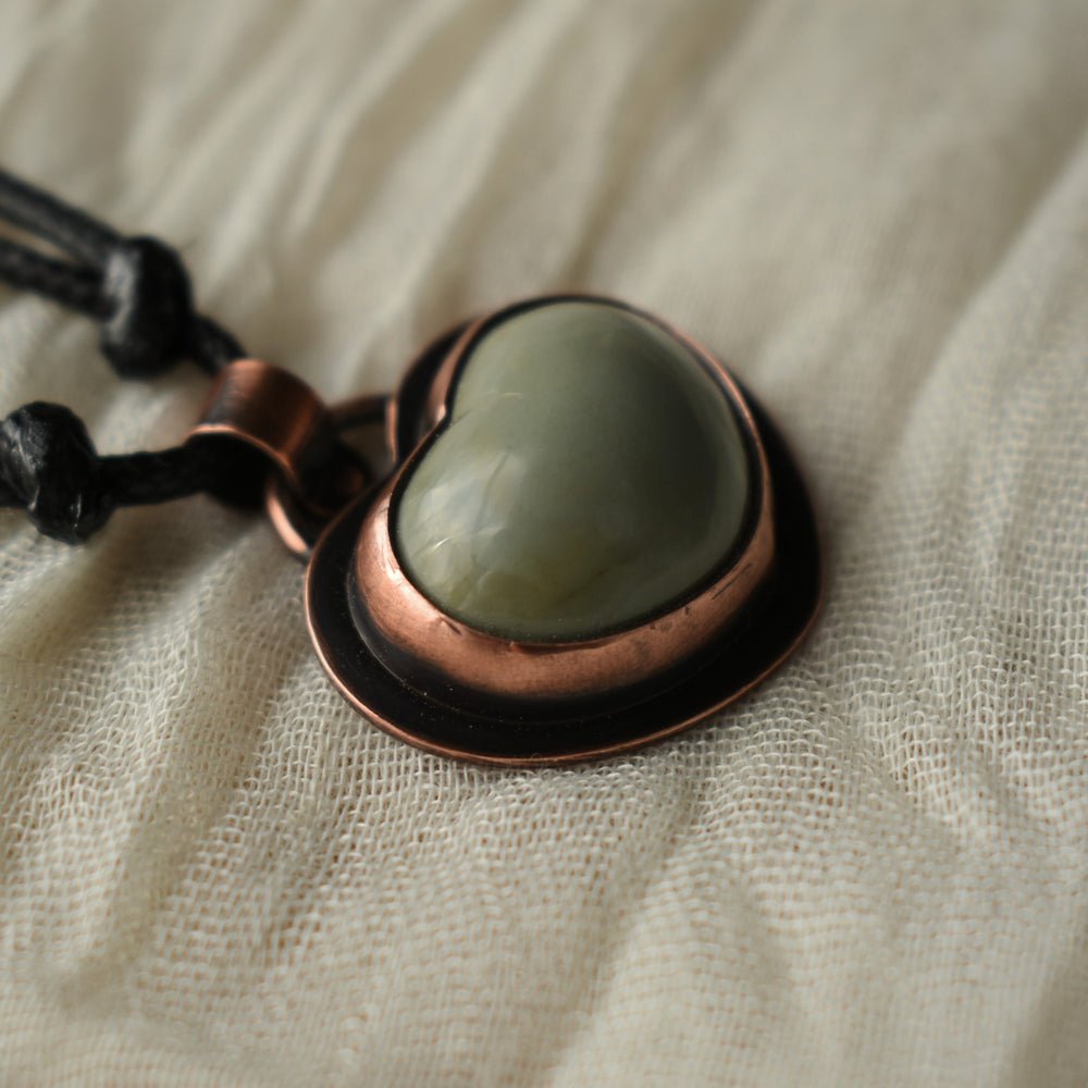 Washington State sage green Jasper heart pendant necklace
