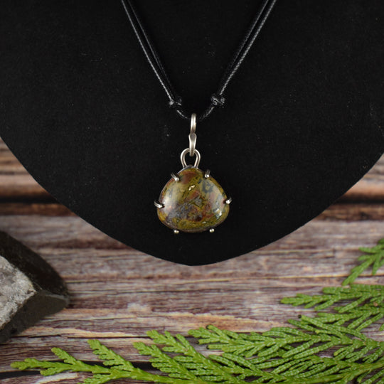 Jasper and sterling silver pendant necklace