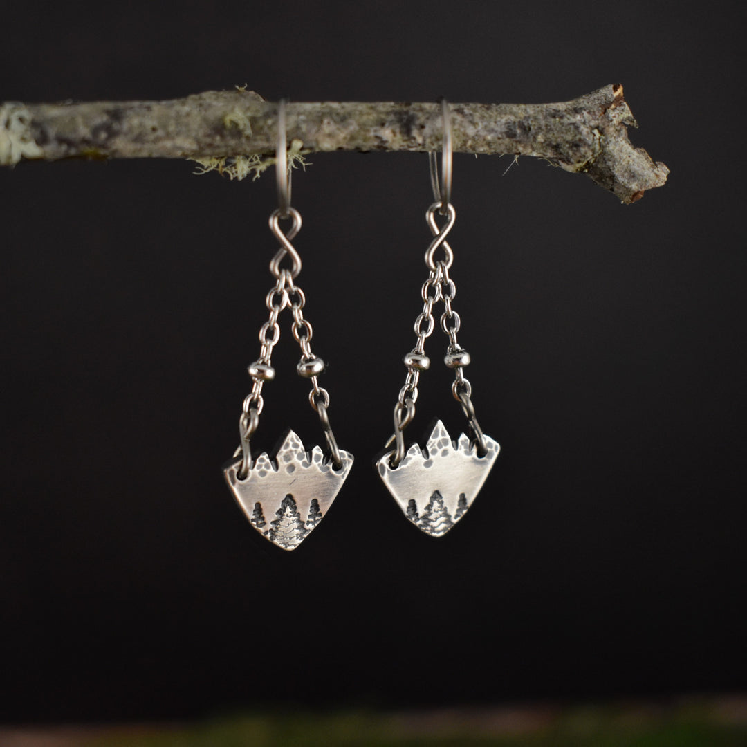 Silver mountain earrings