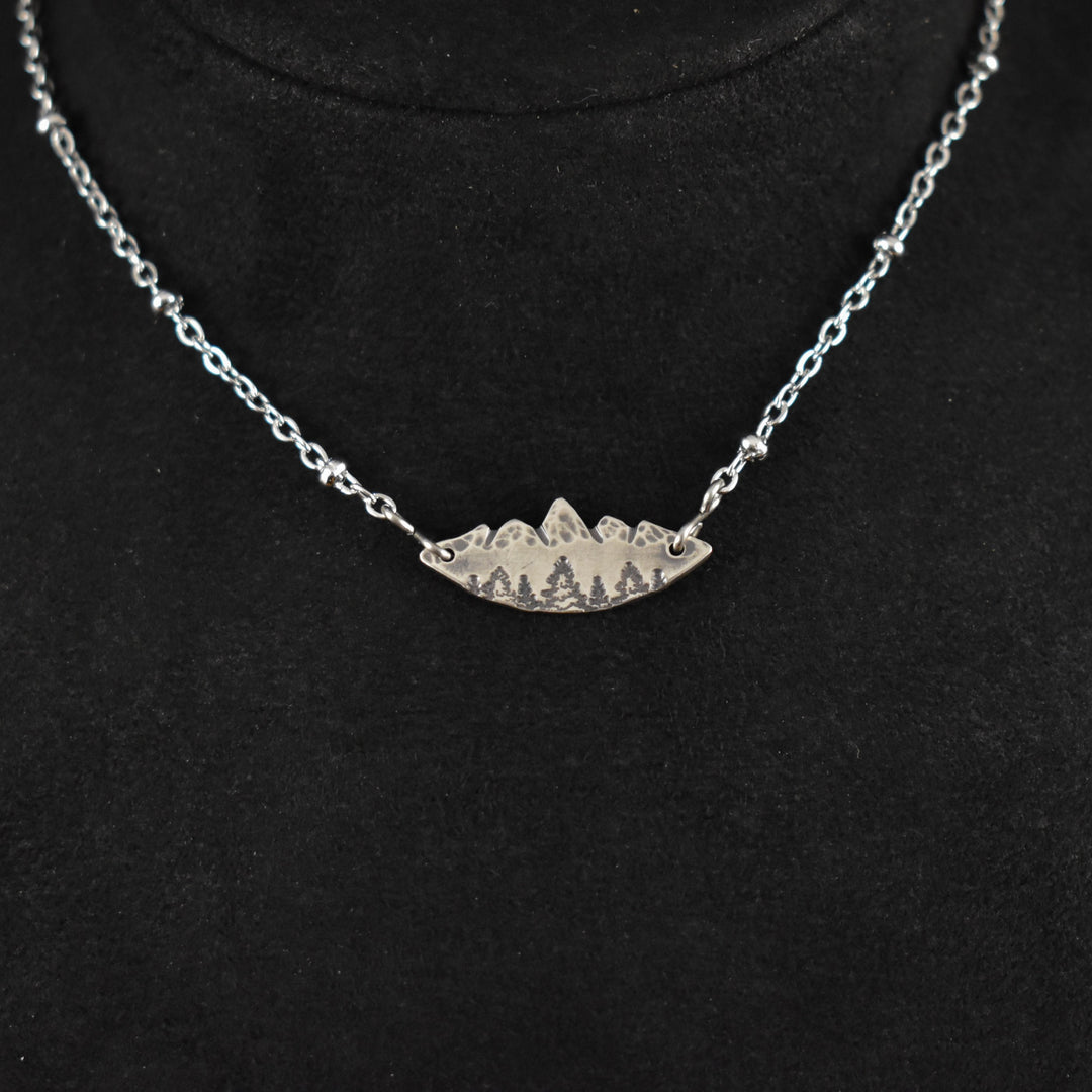 Silver mountain necklace