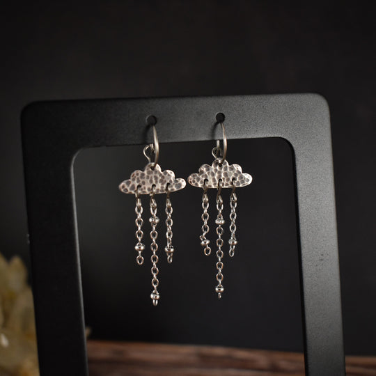 Silver rain cloud earrings