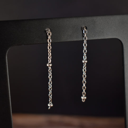 Silver satellite chain earrings