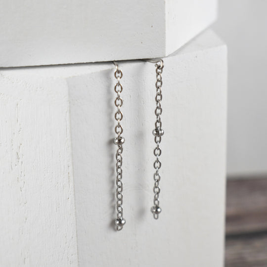 Silver Satellite Chain Posts - Hypoallergenic