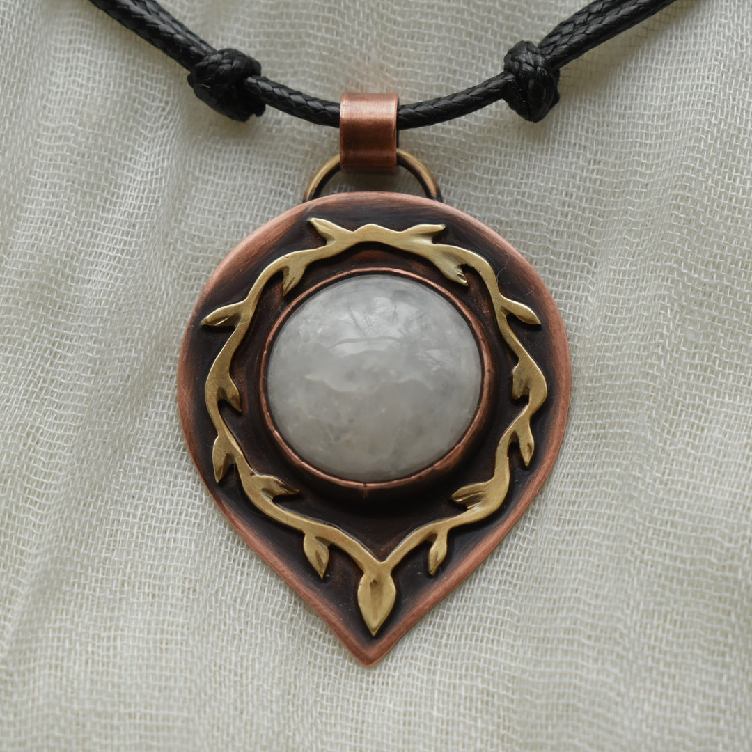 Snowy Quartz Copper Pendant Necklace