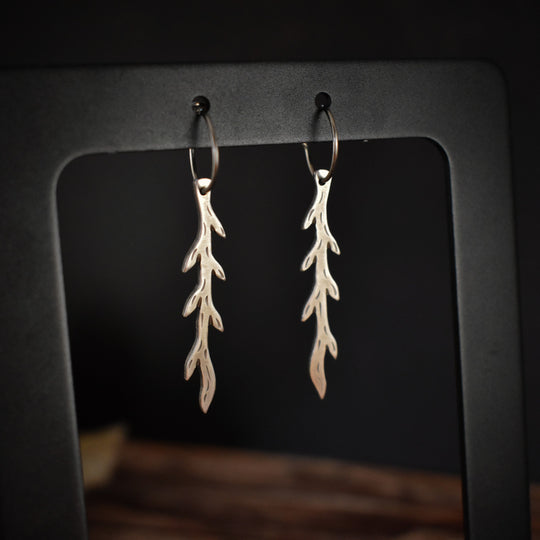 Textured Sterling silver branch earrings