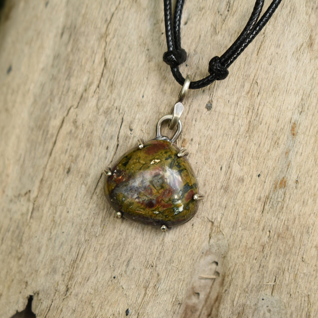 Sterling silver and colorful Jasper pendant necklace