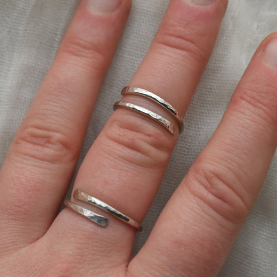 hammered sterling silver stacking rings gift