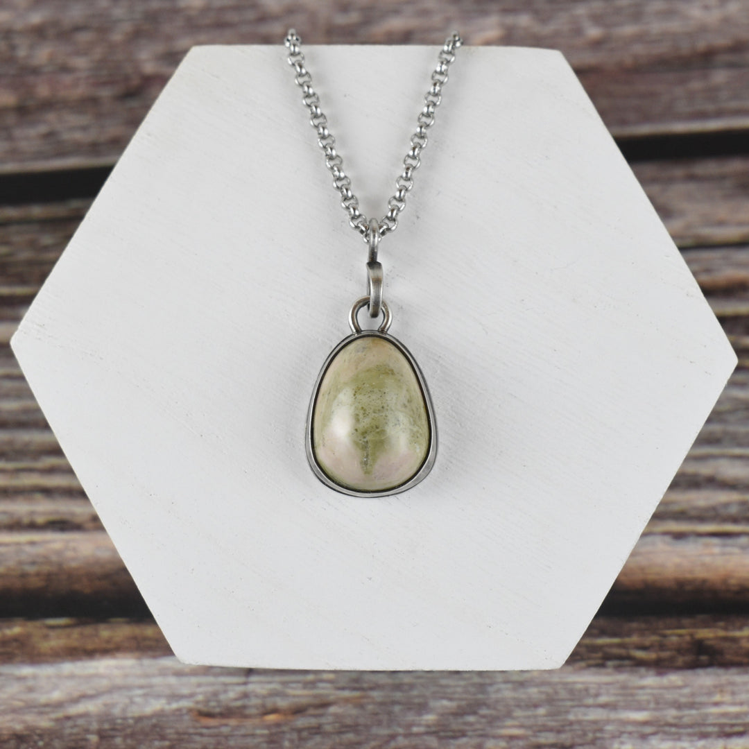 Unakite and Sterling silver pendant necklace for women