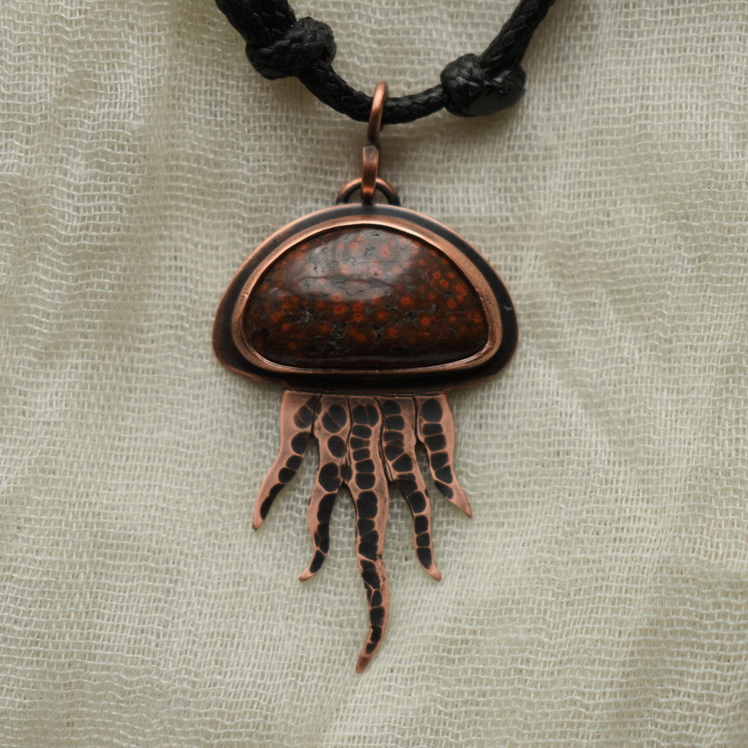 unique jellyfish pendant necklace in pure copper